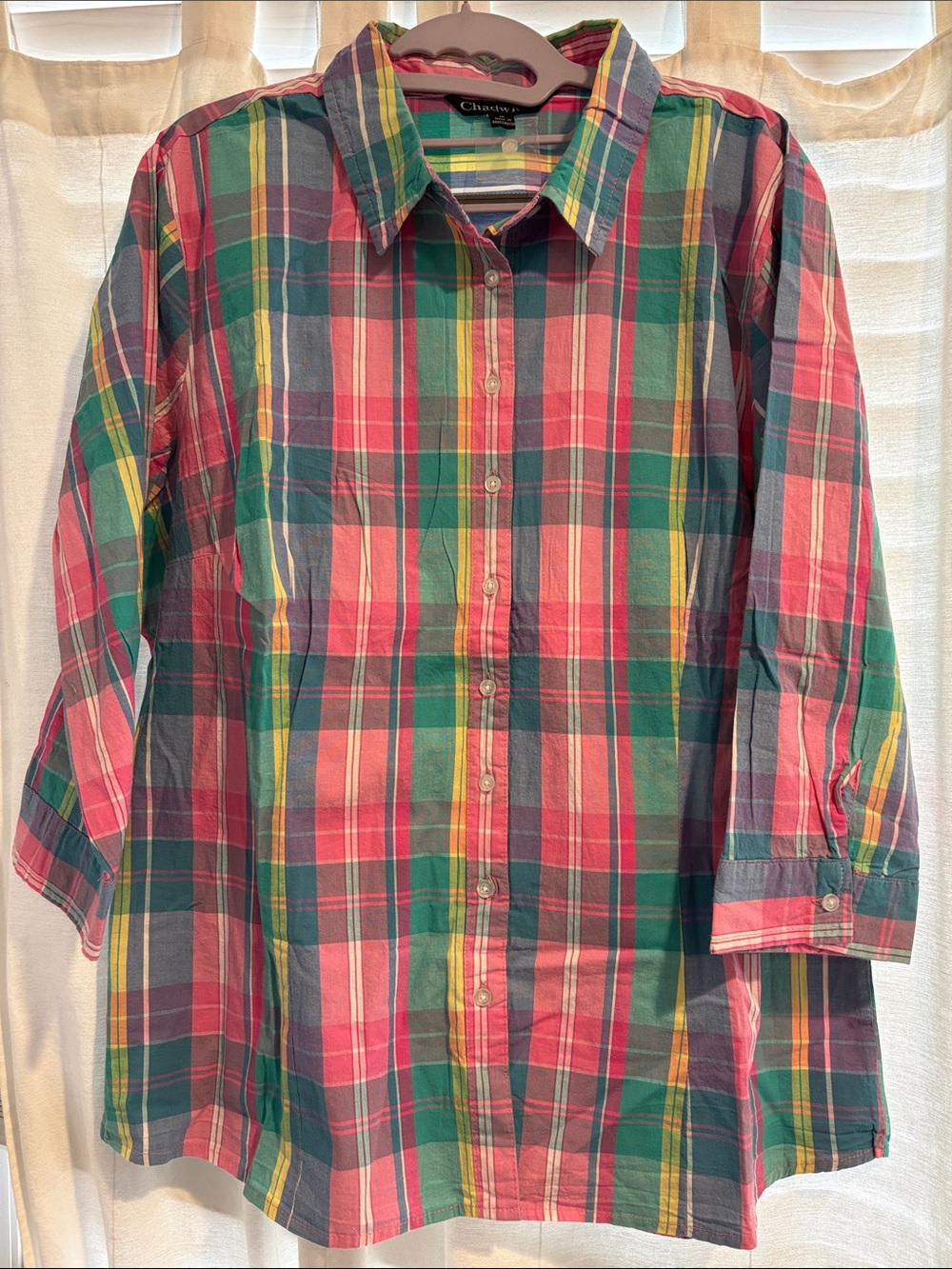 Chadwicks Women’s Size 16 New Plaid Button-Down Shirt Cotton Striped